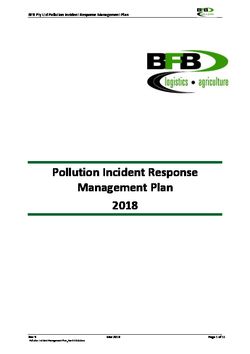 Pollution Incident Management Plan