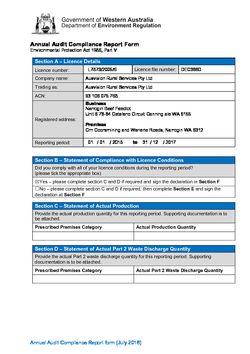 Narrogin Feedlot Annual Audit Compliance Report Form