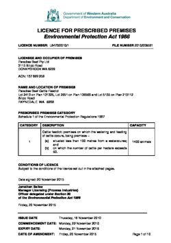 Paradise Beef Cattle Feedlot Licence