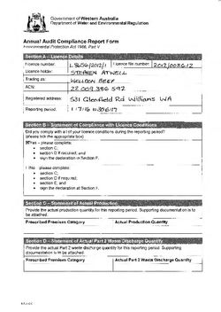 Welldon Beef Feedlot Licence Annual Audit Compliance Report