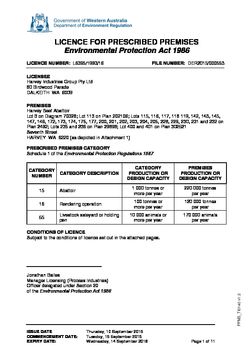 Harvey Beef Abattoir Licence