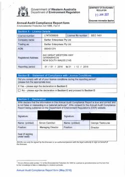 Baiada Slaughterhouse/Barrter Ent. Licence Annual Audit Compliance Report