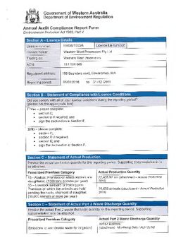 Cowaramup Abattoir Licence Annual Audit Compliance Report