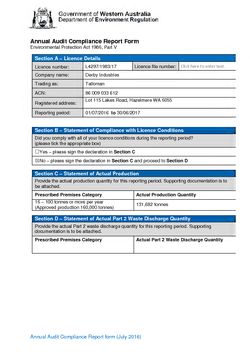 Talloman Rendering Facility Licence Annual Audit Compliance Report