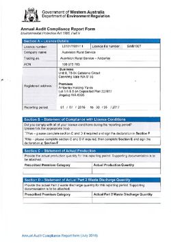 Amberley Livestock Holding Facility Annual Audit Compliance Report