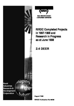 RIRDC Completed Projects in 1997-1998 and Research in Progress as at June 1998