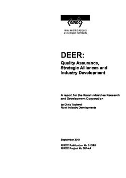 DEER: Quality Assurance, Strategic Alliances and Industry Development