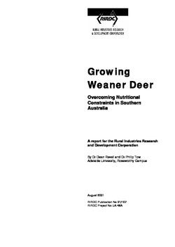 Growing Weaner Deer. Overcoming Nutritional Constraints in Southern Australia