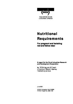 Nutritional Requirements. For pregnant and lactating red and fallow deer