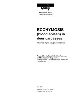 ECCHYMOSIS (blood splash) in deer carcasses - Influence of preâ€“slaughter conditions