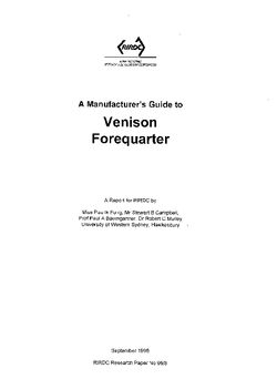 Manufacturerâ€™s Guide to Venison Forequarter