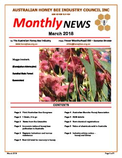 Australian Honey Bee Industry Council Inc. Monthly Newletter - March 2018