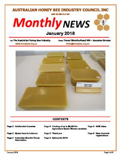 Australian Honey Bee Industry Council Inc. Monthly Newletter - January 2018