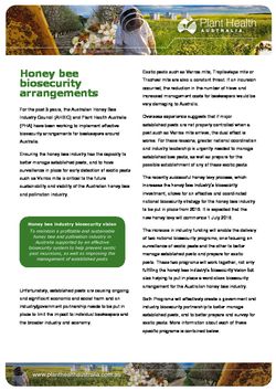 Honey bee biosecurity arrangements