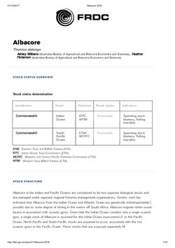 FRDC Stock Status Overview - Albacore 2016