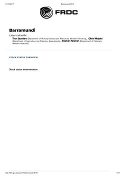 FRDC Stock Status Overview - Barramundi 2016