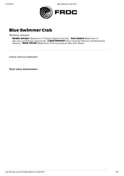 FRDC Stock Status Overview - Blue Swimmer Crab 2016