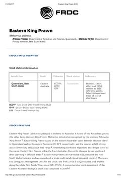 FRDC Stock Status Overview - Eastern King Prawn 2016