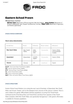 FRDC Stock Status Overview - Eastern School Prawn 2016