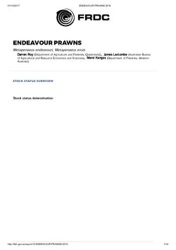 FRDC Stock Status Overview - Endeavour Prawns 2016