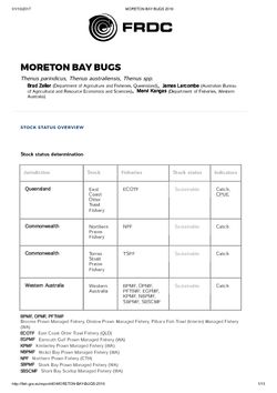 FRDC Stock Status Overview - Moreton Bay Bugs 2016
