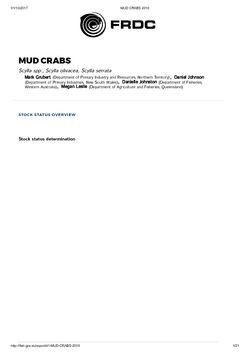 FRDC Stock Status Overview - Mud Crabs 2016
