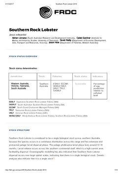 FRDC Stock Status Overview - Southern Rock Lobster 2016