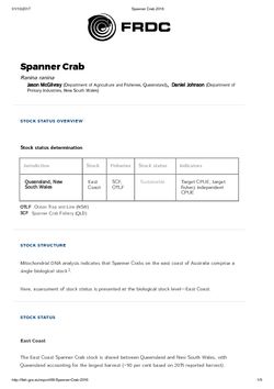 FRDC Stock Status Overview - Spanner Crab 2016