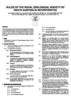 Rules of the Royal Zoological Society of South Australia