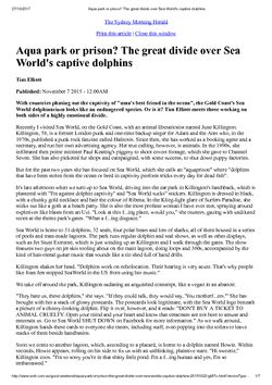 Aqua park or prison - The great divide over Sea Worlds captive dolphins