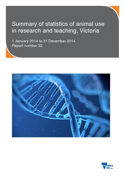 Summary of statistics of animal use in research and teaching, Victoria