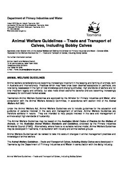 Animal Welfare Guidelines - Calves (Tasmania)