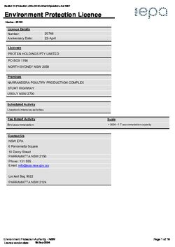 EPA Licence 20748 - Proten