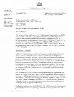 2-20-20 Smithfield Notice of Intended Enforcement