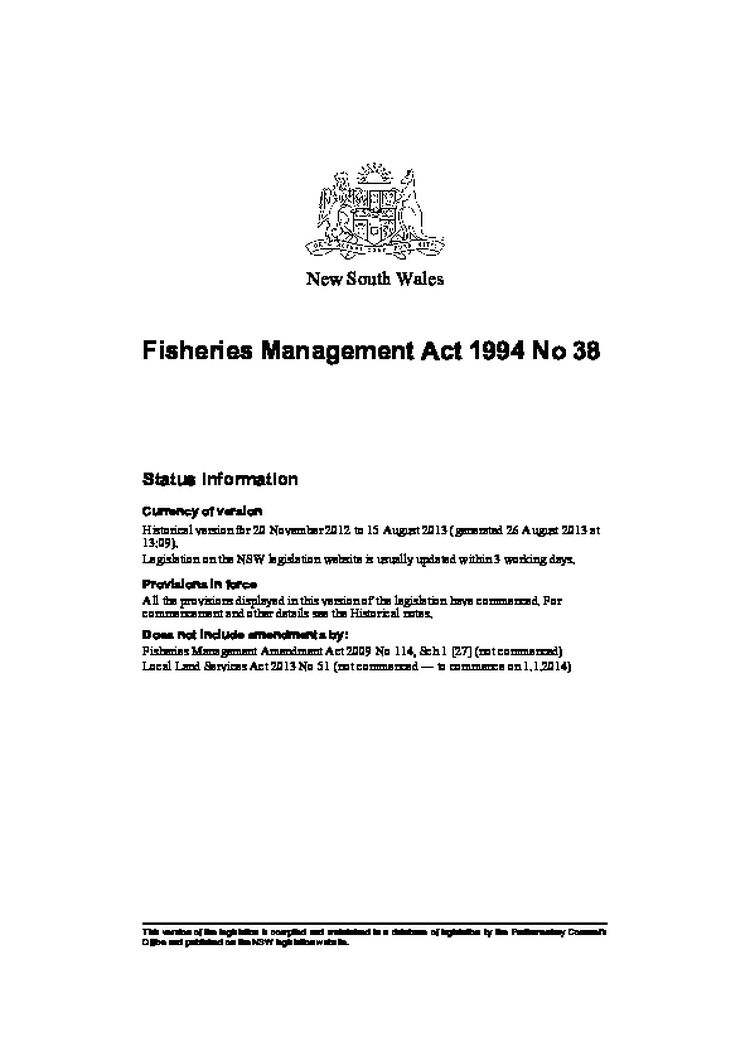 Fisheries Management Act 1994 No 38 NSW