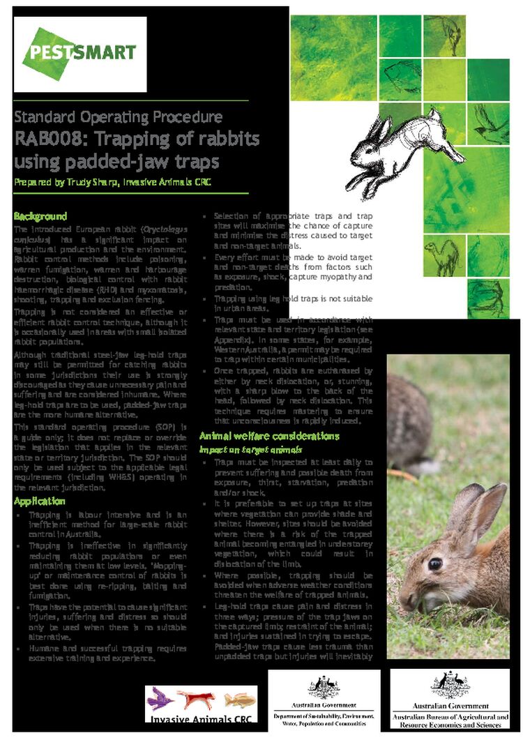Standard Operating Procedure RAB008: Trapping of rabbits using padded-jaw traps
