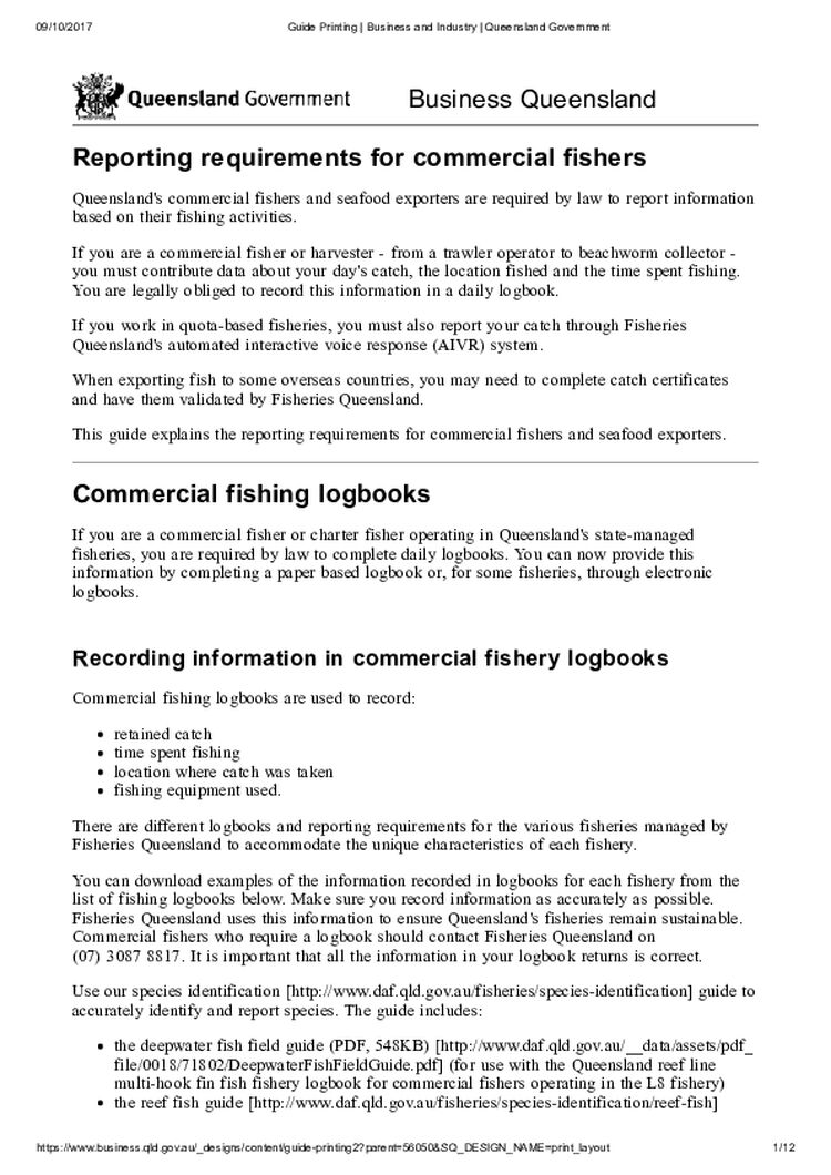 Reporting Requirements for Commercial Fishers - Qld Gov