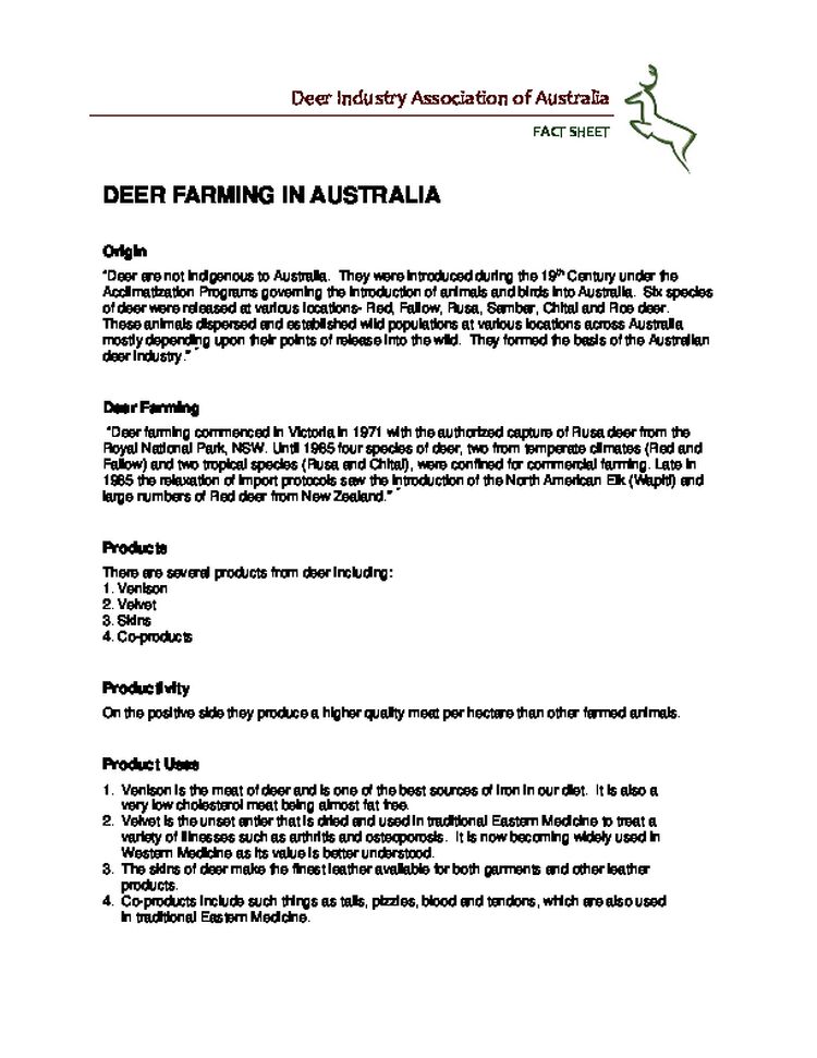 Deer Farming in Australia