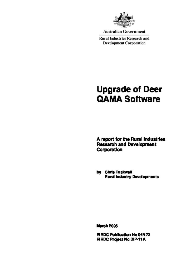 Upgrade of Deer QAMA Software