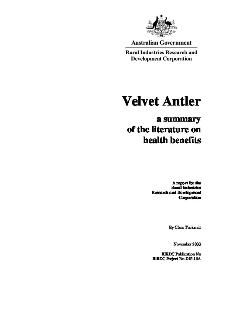 Velvet Antler - a summary of the literature on health benefits