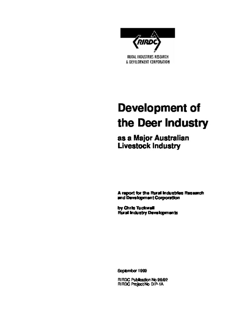 Development of the Deer Industry as a Major Australian Livestock Industry