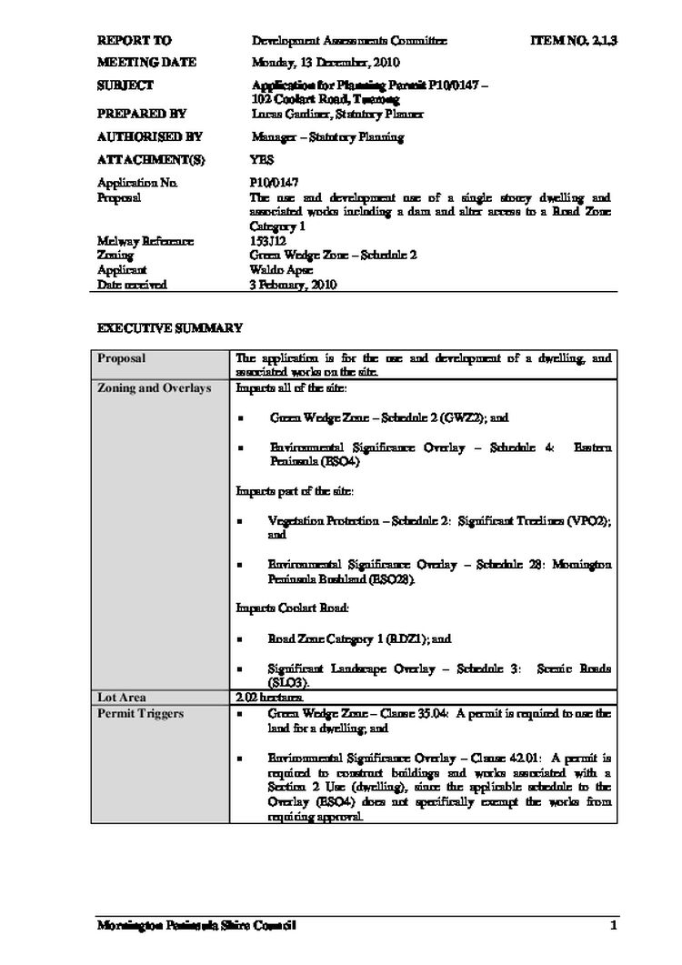 Application for Planning Permit