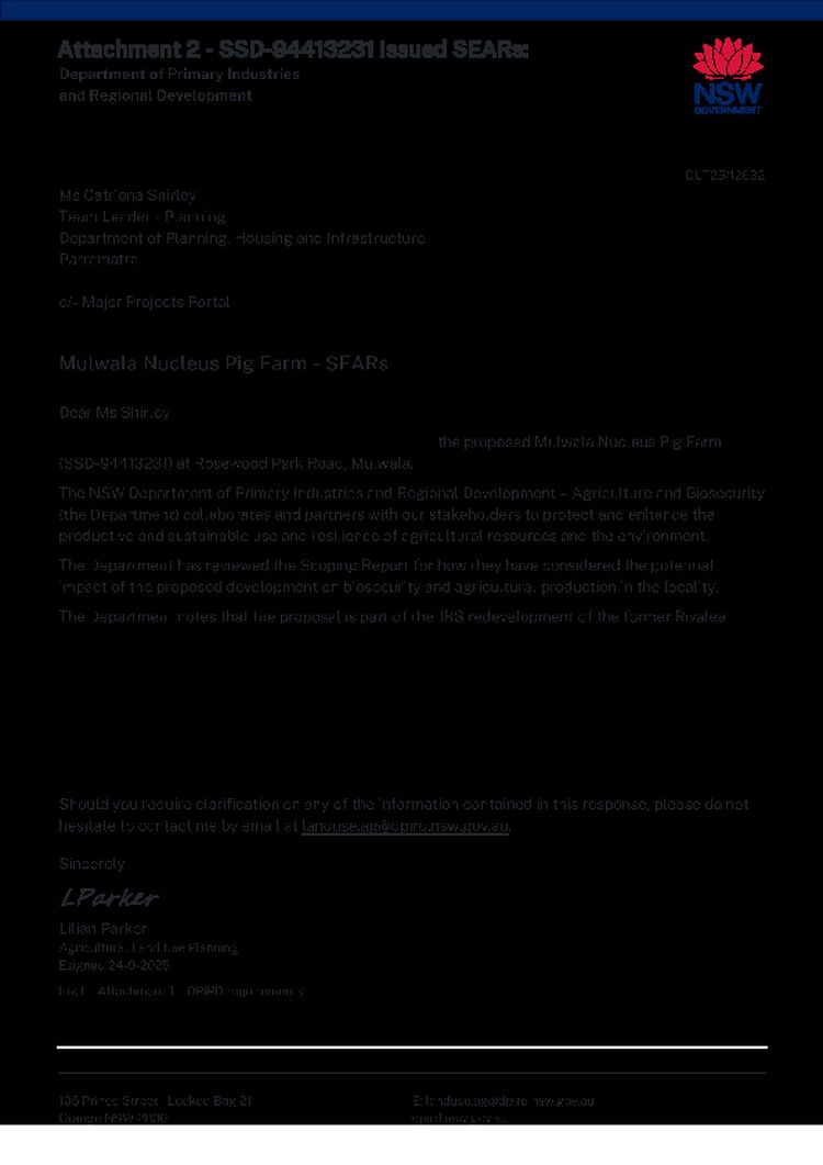 Mulwala Nuclues Pig Farm - Attachment 2 SSD-94413231 Issued SEARs
