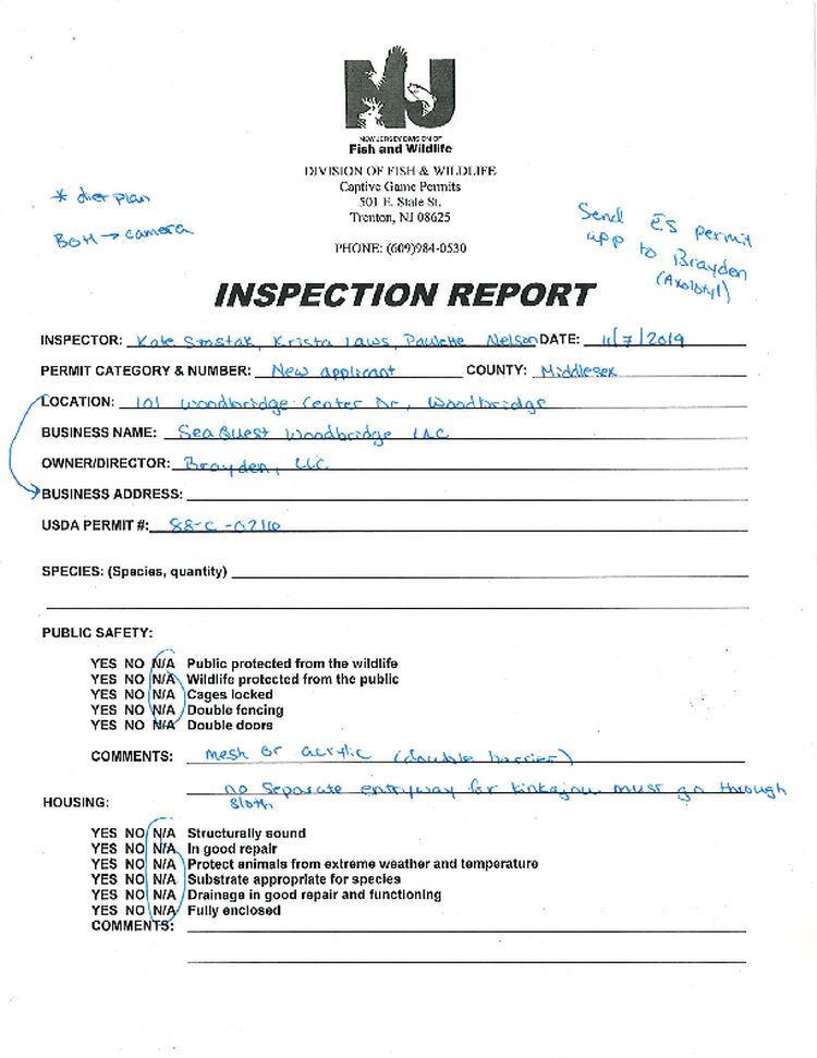 SQ F&W Inspection 11-7-19