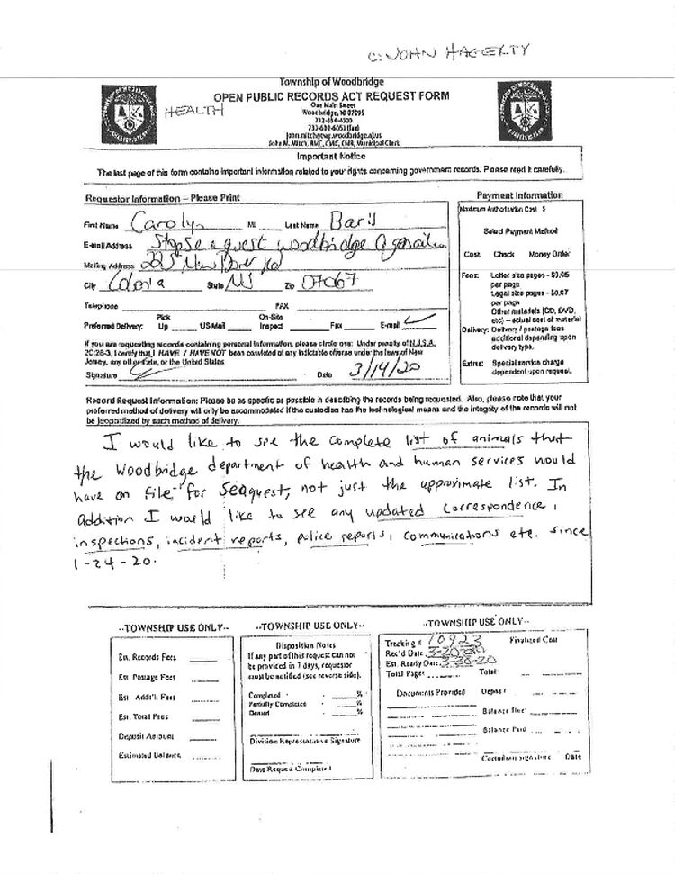 Woodbridge Health - OPRA Request from 2020.03.14 - Response