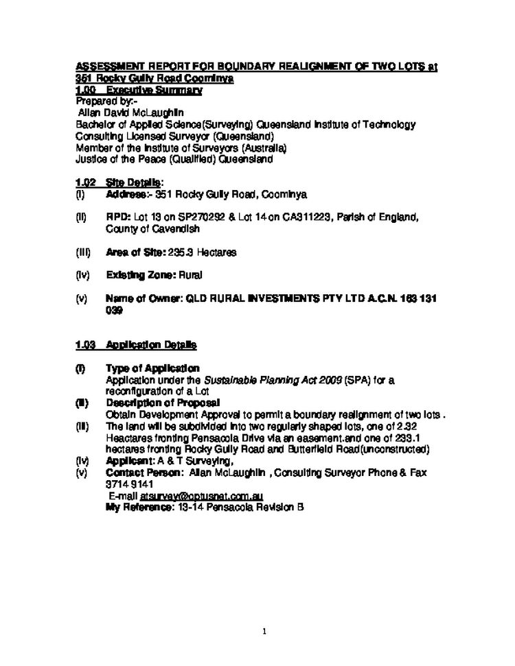 Assessment Report for Boundary Realignment