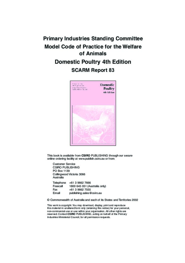 Poultry Code of Practice