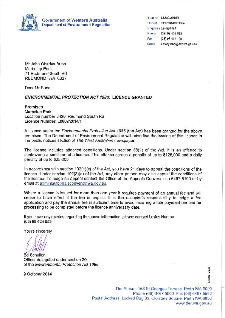 Marbelup Pork Piggery Licence