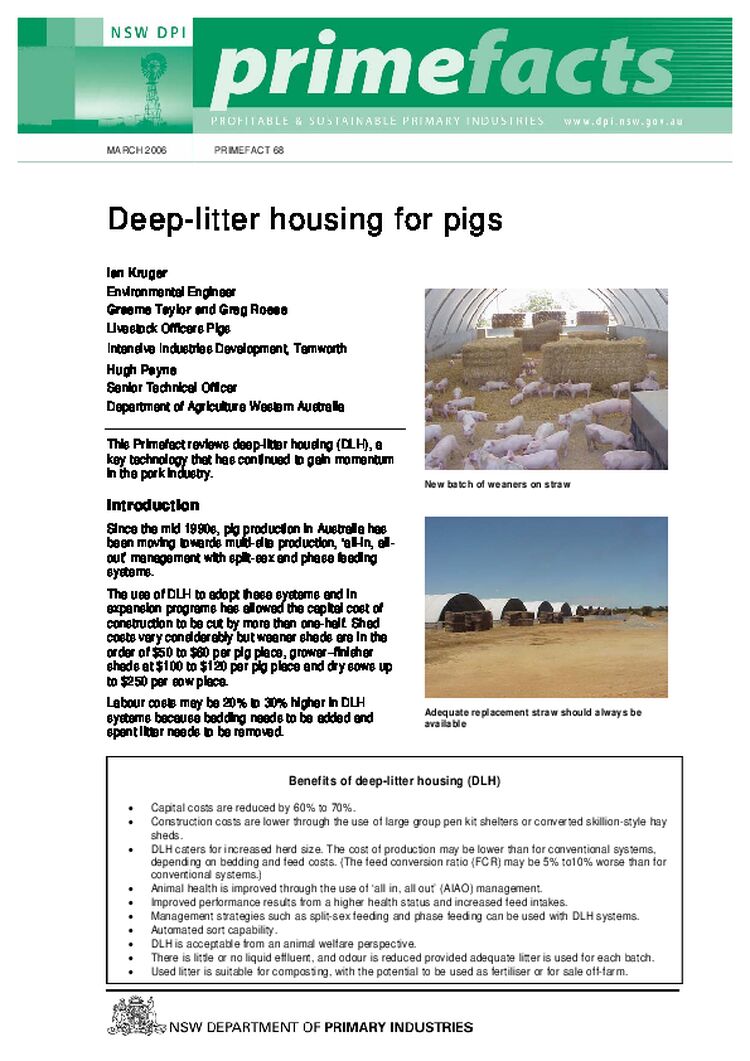 Deep Litter Housing for Pigs