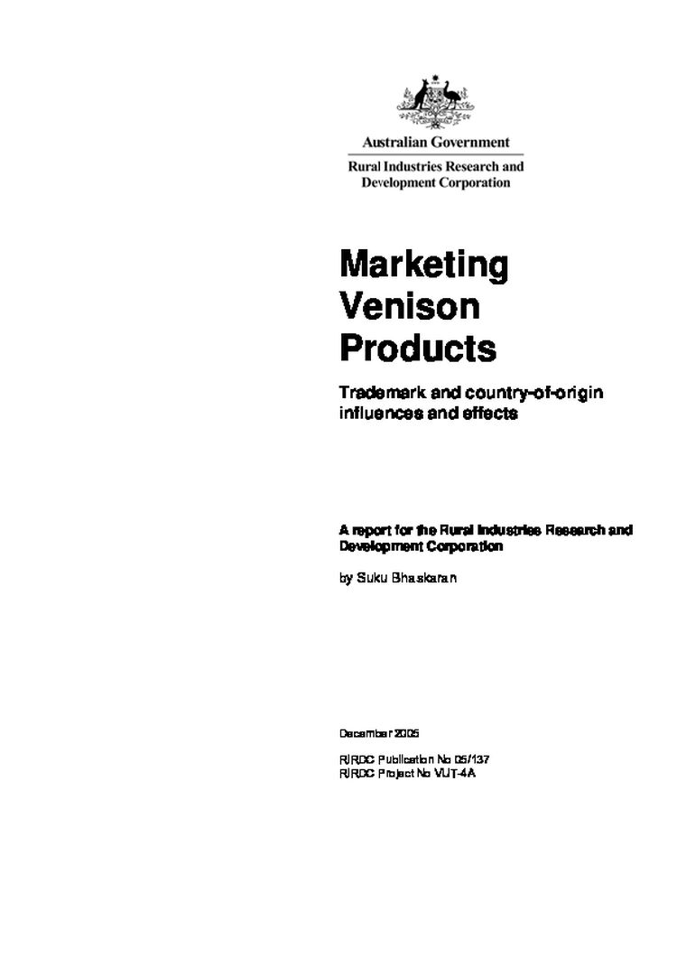Marketing Venison Products - Trademark and country-of-origin influences and effects